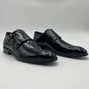 Vellapais-SZ 7.5-Macdona Black Leather Double Strap Loafer Shoe-MSRP $ 329